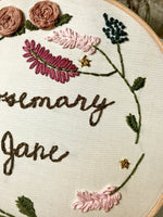 Load image into Gallery viewer, Floral Custom Quote/Baby Name Embroidery Wall Hanging
