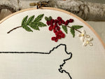 Load image into Gallery viewer, State Outline Embroidery Floral Wall Hanging
