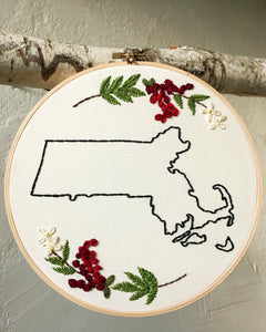 PDF PATTERN Massachusetts State Outline Embroidery Design