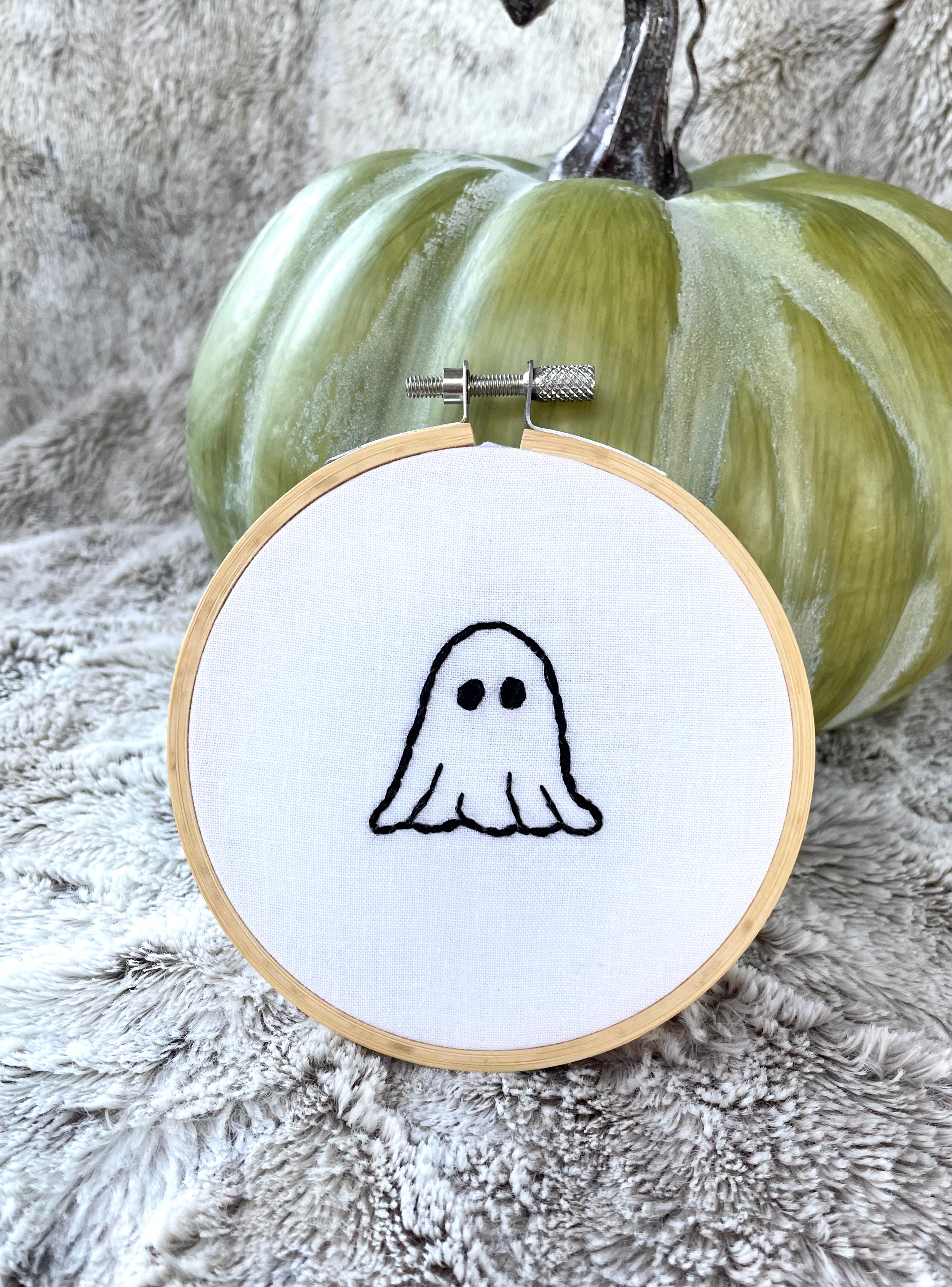 Ghost Boi Embroidery 4” Decorative Hoop Art