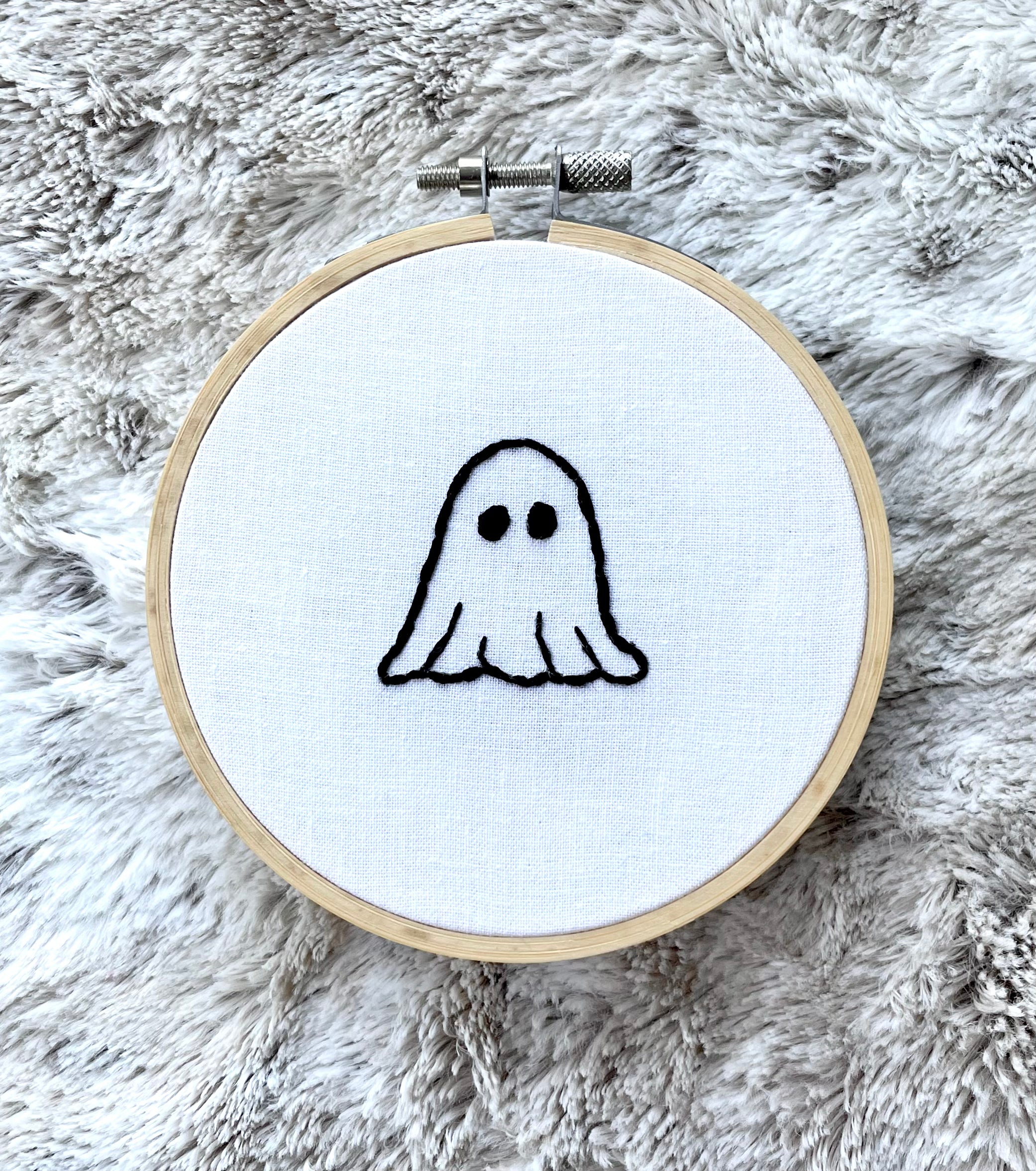Ghost Boi Embroidery 4” Decorative Hoop Art